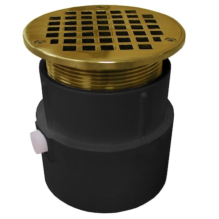 Jones Stephens 4in. PVC Over Pipe Fit Drain Base with 3-1/2ft Metal Spud and 6in. Polished Brass Strainer D53049